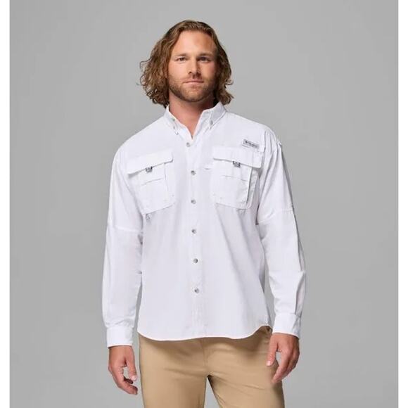 Columbia Men's Bahama II Long-Sleeve Shirt custom In Honor of Our Veterans Sz M - Picture 3 of 7